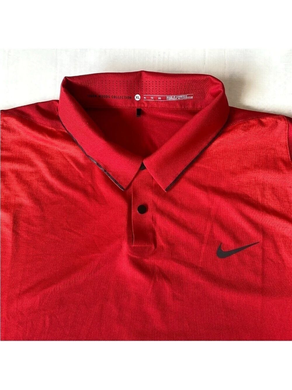 Nike Tiger Woods Dri-Fit Red Golf Polo Men XL 726191-687 - Picture 3 of 13